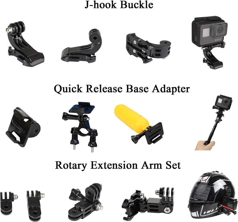PELLKING Universal Action Camera Accessory Kit for GoPro Hero 13 12 11 10 9 8 7 6 5 Go pro Max Insta360 X5/X4/X3 DJI OSMO Action 3 4 5 Pro AKASO APEMAN Sports Cam, Helmet Base Adhesive Tripod Adapter Mount - Image 3